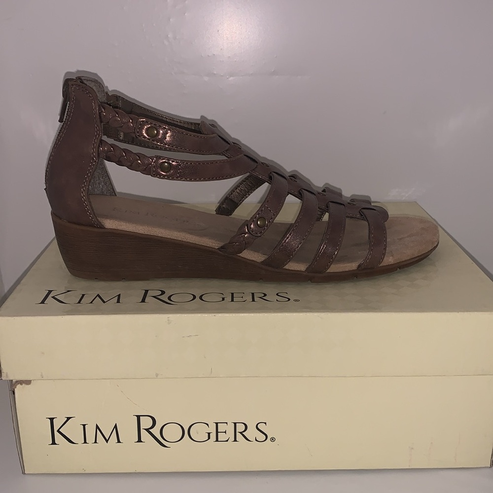Kim Rogers Sandals Womens 9M Fenny Gladiator Strappy bronze Wedge